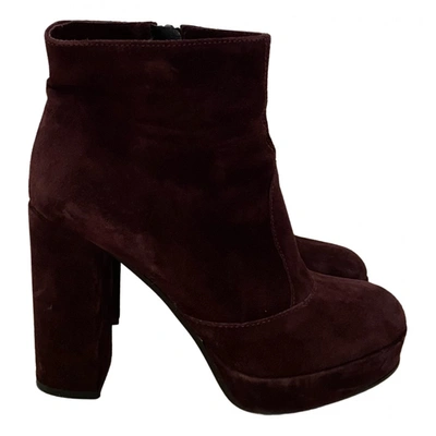 Pre-owned Carmens Ankle Boots In Burgundy