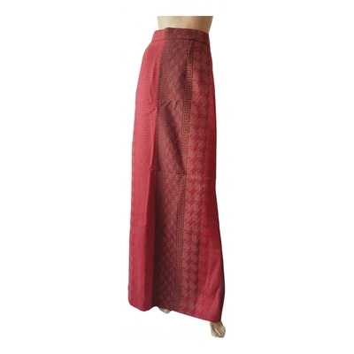 Pre-owned Christian Lacroix Wool Maxi Skirt In Red
