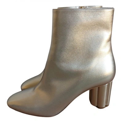 Pre-owned Ferragamo Leather Ankle Boots In Grey