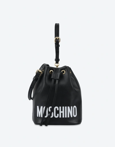 Moschino Print Logo Bucket Bag In Black