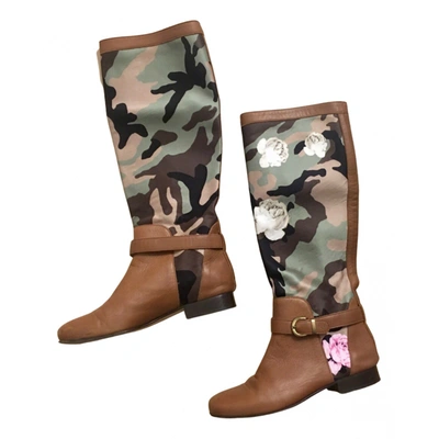 Pre-owned Blumarine Leather Riding Boots In Multicolour