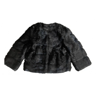 Pre-owned Dkny Faux Fur Coat In Black