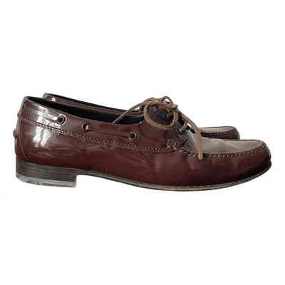 Pre-owned Lanvin Patent Leather Flats In Burgundy