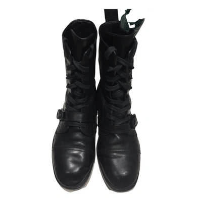 Pre-owned Alexander Wang Leather Biker Boots In Black