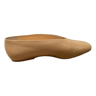 Pre-owned Lemaire Pony-style Calfskin Flats In Beige