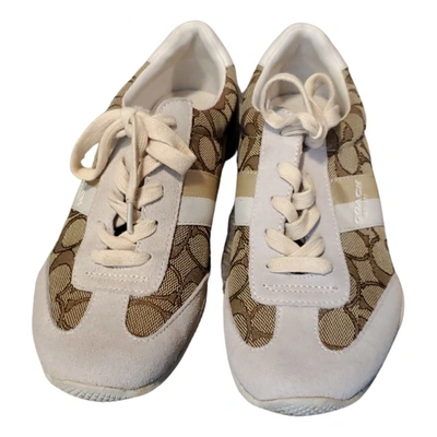 Pre-owned Coach Cloth Trainers In Beige