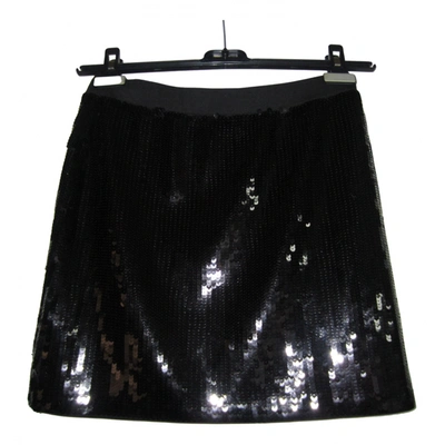 Pre-owned Dkny Glitter Mini Skirt In Black