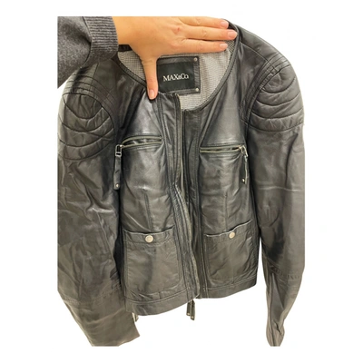 Pre-owned Max & Co Leather Jacket In Black
