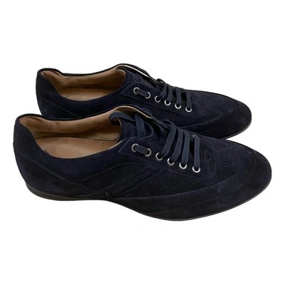 Pre-owned Hugo Boss Patent Leather Low Trainers In Blue