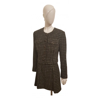Pre-owned Atos Lombardini Wool Mid-length Dress In Anthracite