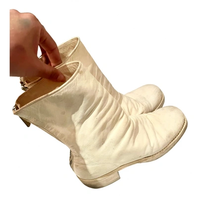 Pre-owned Guidi Leather Ankle Boots In White