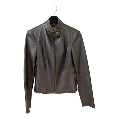 Pre-owned Emporio Armani Leather Biker Jacket In Metallic