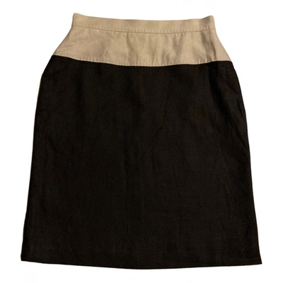 Pre-owned Les Copains Linen Mid-length Skirt In Black