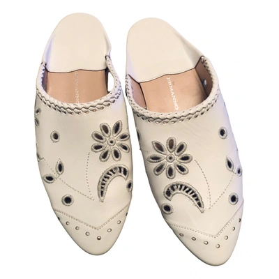 Pre-owned Ermanno Scervino Leather Mules In White