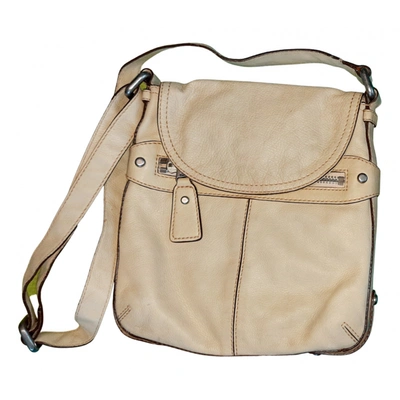 Pre-owned Fossil Leather Crossbody Bag In Beige