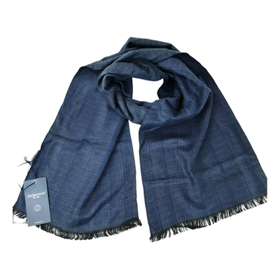 Pre-owned Jeckerson Wool Scarf & Pocket Square In Blue