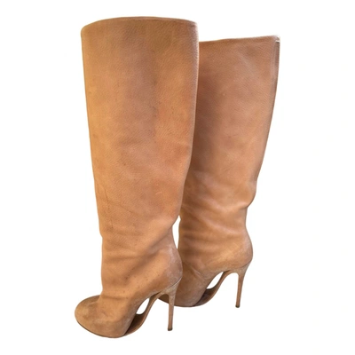 Pre-owned Maison Margiela Leather Boots In Camel