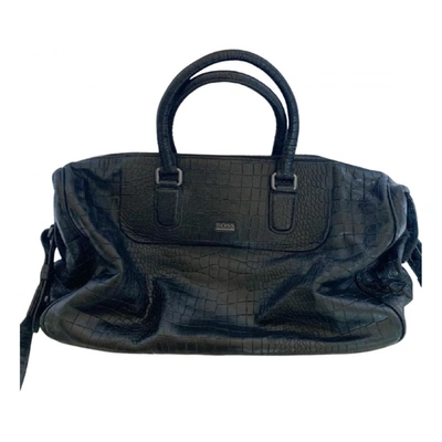 Pre-owned Hugo Boss Vegan Leather Handbag In Brown
