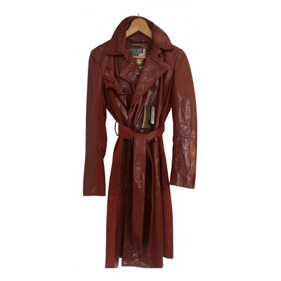 Pre-owned Maliparmi Leather Coat In Burgundy