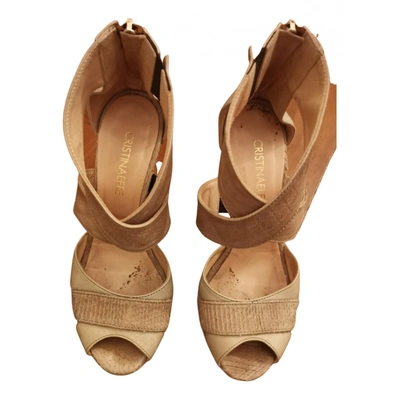 Pre-owned Cristinaeffe Leather Sandals In Beige