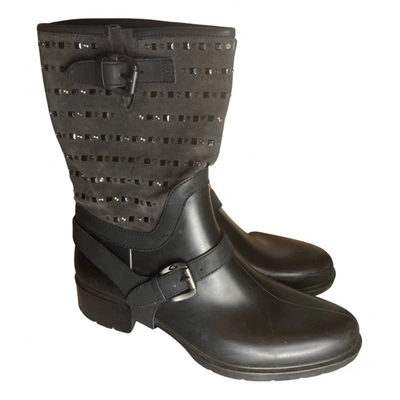 Pre-owned Alberto Guardiani Wellington Boots In Black