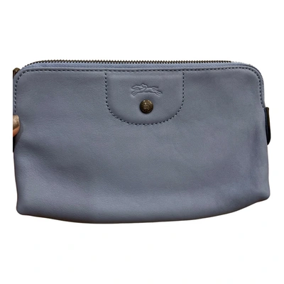 Pre-owned Longchamp 3d Leather Clutch Bag In Blue