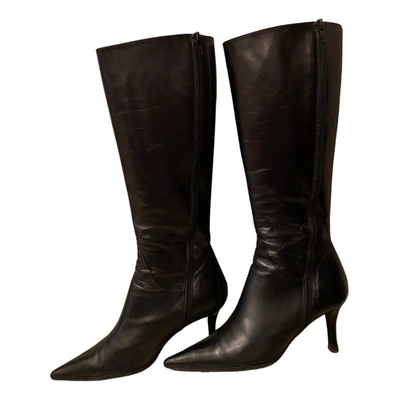 Pre-owned Lella Baldi Leather Boots In Black