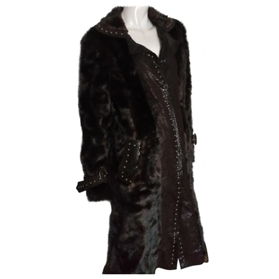 Pre-owned Balmain Faux Fur Coat In Brown