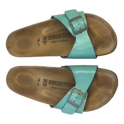 Pre-owned Birkenstock Patent Leather Sandals In Blue