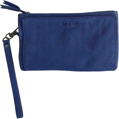 Pre-owned Nat & Nin Leather Clutch Bag In Blue