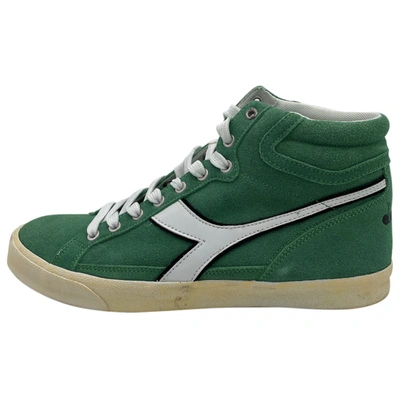 Pre-owned Diadora High Trainers In Green