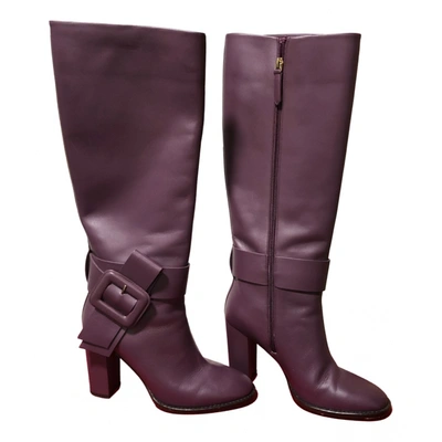 Pre-owned Valentino Garavani Leather Boots In Purple