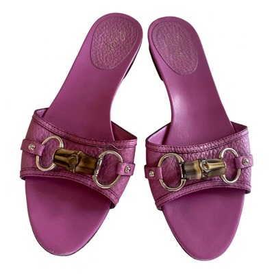 Pre-owned Gucci Leather Mules In Pink