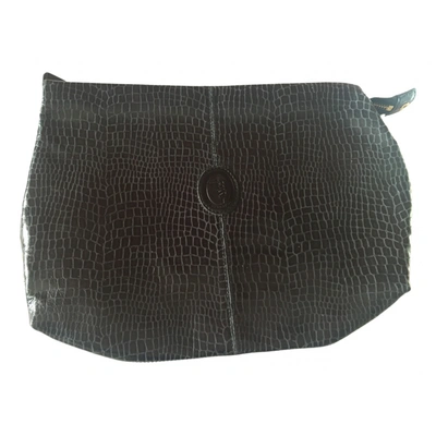 Pre-owned Trussardi Leather Clutch Bag In Black