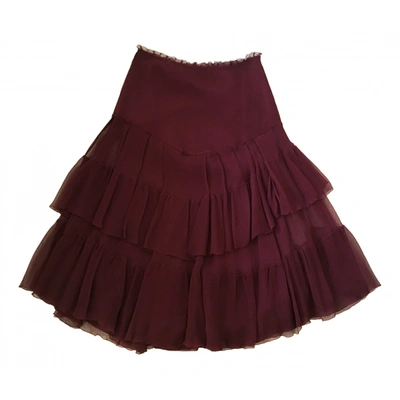 Pre-owned Ermanno Scervino Silk Mid-length Skirt In Burgundy