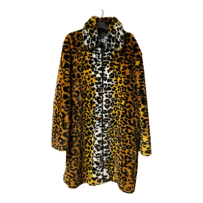 Pre-owned Moschino Love Faux Fur Coat In Multicolour