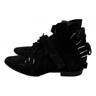 Pre-owned Balmain Faux Fur Boots In Black