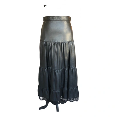 Pre-owned Karl Lagerfeld Leather Maxi Skirt In Black