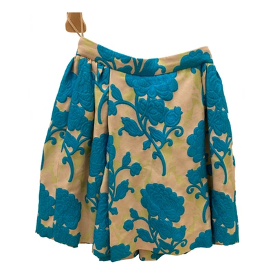 Pre-owned Miu Miu Mini Skirt In Turquoise