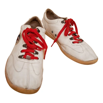 Pre-owned Napapijri Leather Low Trainers In White