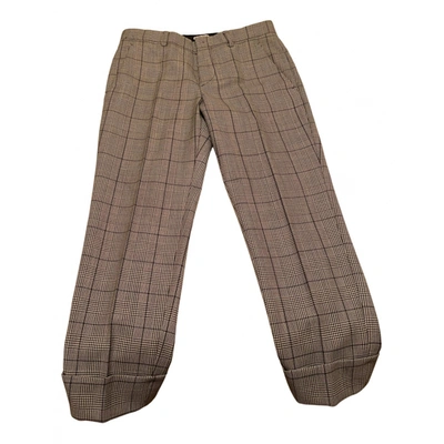 Pre-owned Miu Miu Wool Straight Pants In Grey