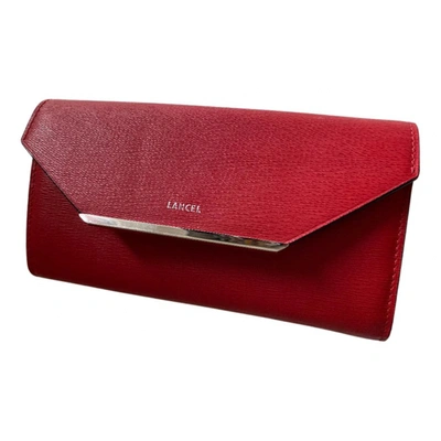 Pre-owned Lancel Enveloppe Leather Wallet In Red