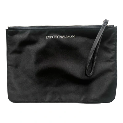Pre-owned Emporio Armani Silk Clutch Bag In Black