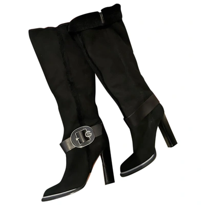 Pre-owned Baldinini Velvet Snow Boots In Black
