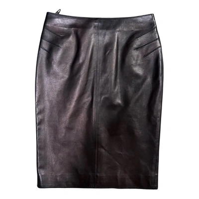 Pre-owned Valentino Leather Mid-length Skirt In Metallic