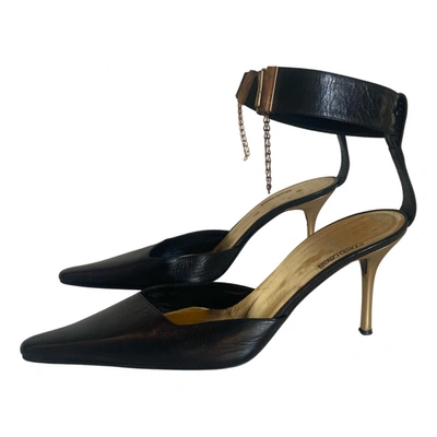 Pre-owned Roberto Cavalli Leather Sandals In Black