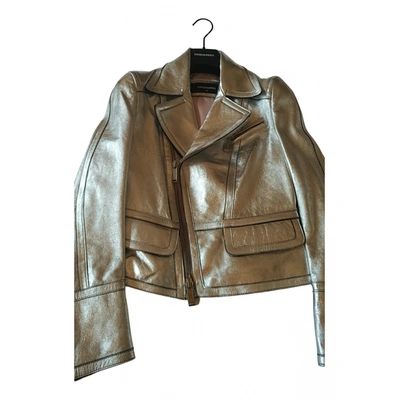 Pre-owned Dsquared2 Leather Biker Jacket In Silver