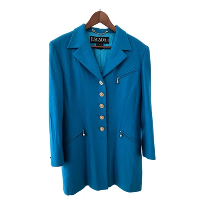 Pre-owned Escada Wool Blazer In Turquoise