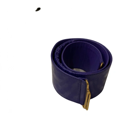 Pre-owned Miu Miu Patent Leather Belt In Purple