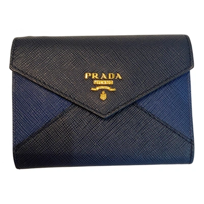 Pre-owned Prada Leather Wallet In Blue